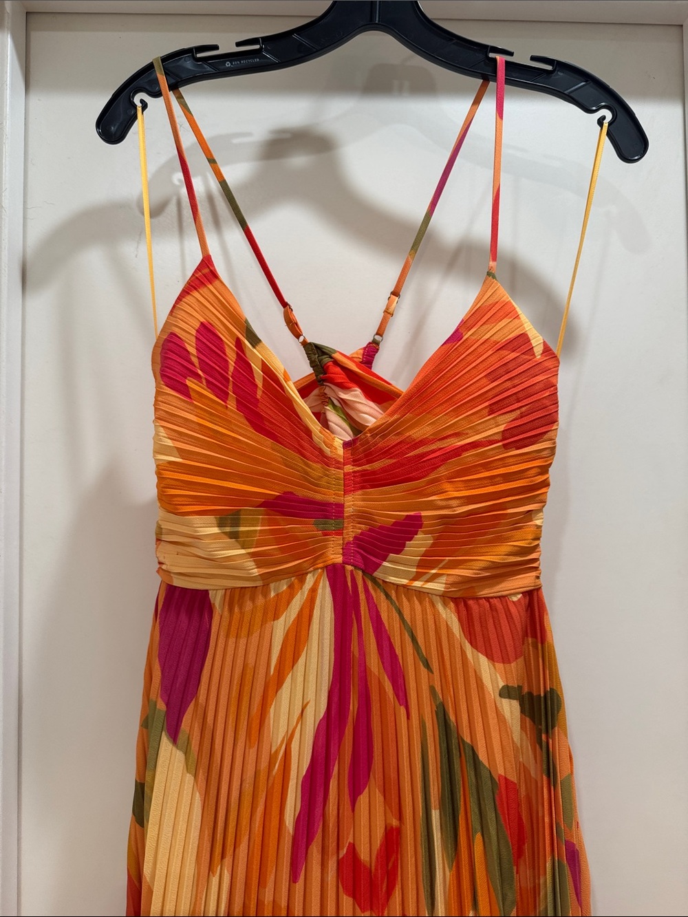 Astr Orange Pink Floral Pleated Maxi Dress